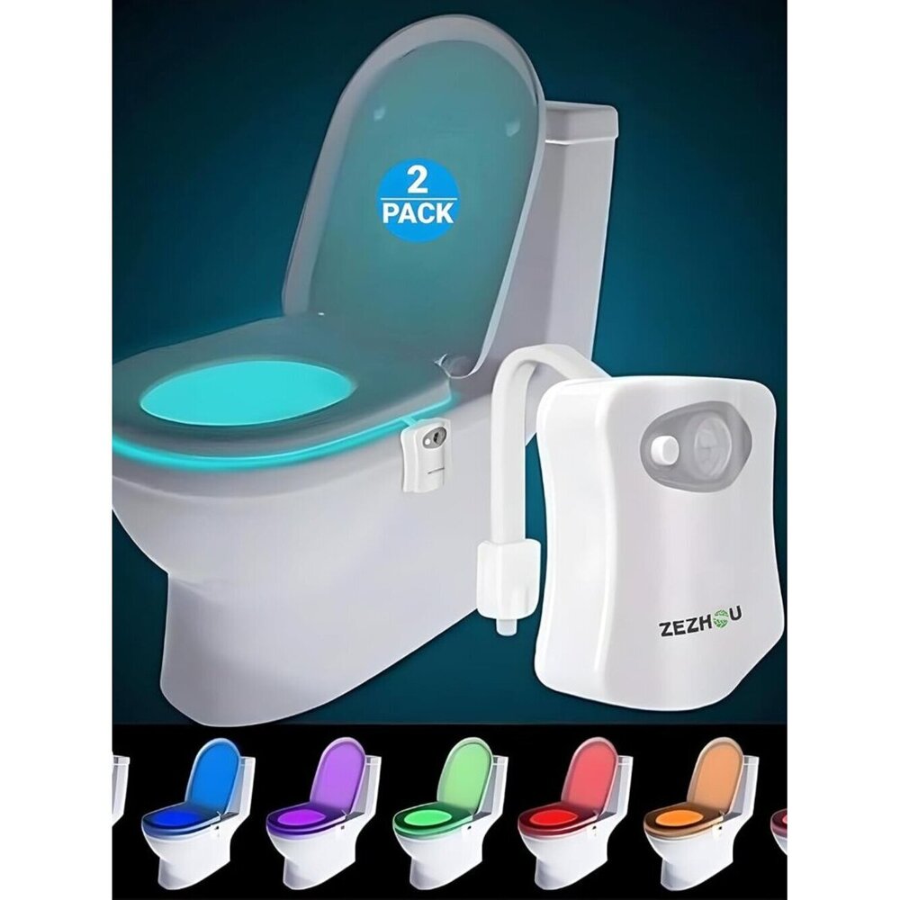 Original Toilet Night Light 2 Pack, Motion Sensor Activated LED Lamp, Fun 8